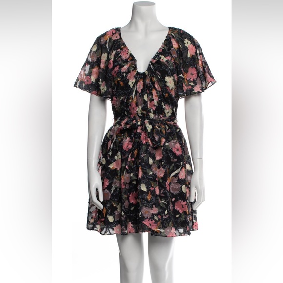 Tanya Taylor NWT $495 Mara Floral Print Flutter Sleeve Mini Dress Size 6 - Picture 4 of 8